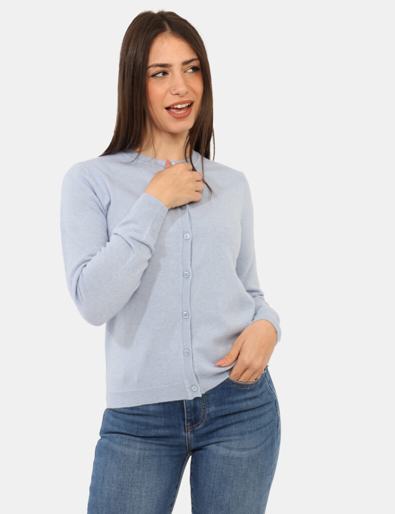 Cardigan e pullover da donna - Cardigan Rue De Clerie Luxury Azzurro