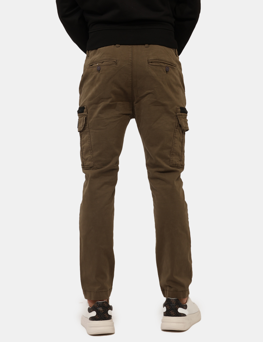 ARI5PT033628U-SA_ARMY_AI25_2 Pantaloni Aeronautica Italiana Verde - Pantalone cargo in total verde militare con tasche a taglio trasversale e tasche a to