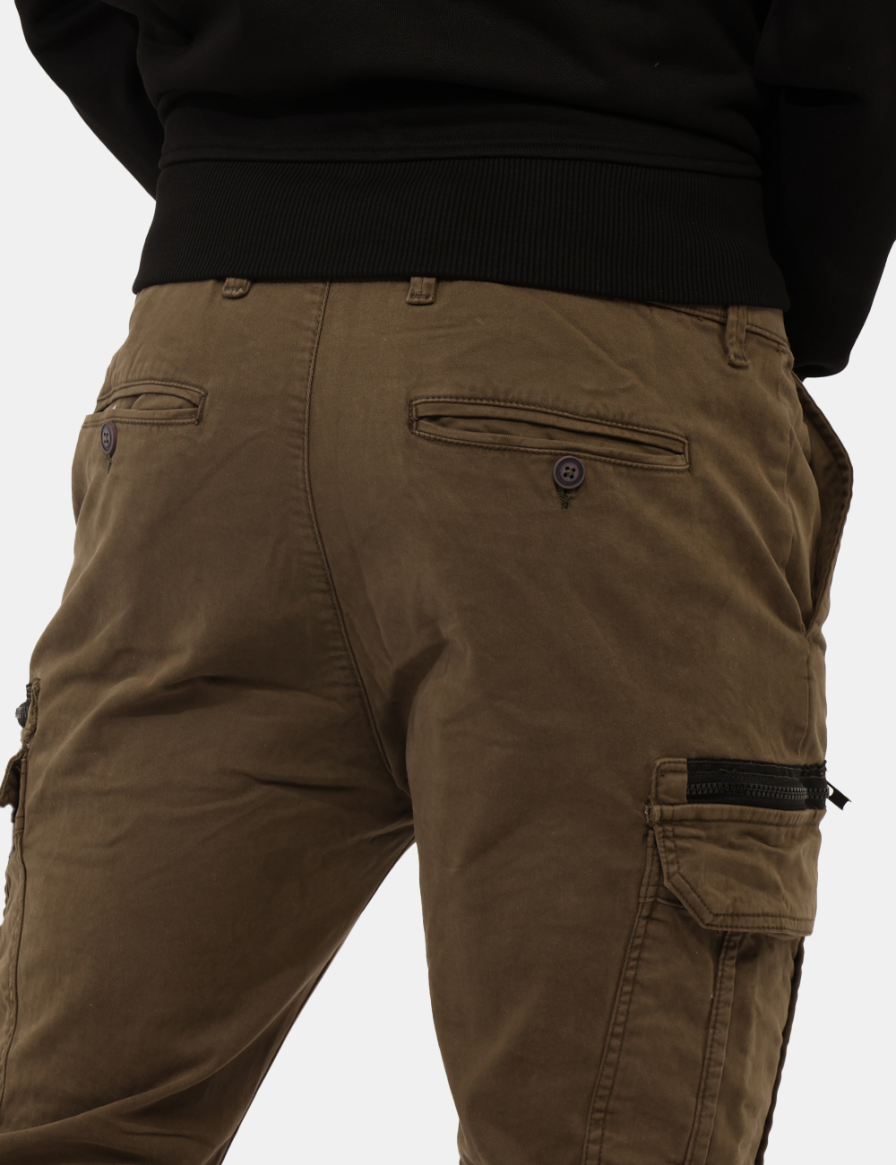 ARI5PT033628U-SA_ARMY_AI25_5 Pantaloni Aeronautica Italiana Verde - Pantalone cargo in total verde militare con tasche a taglio trasversale e tasche a to