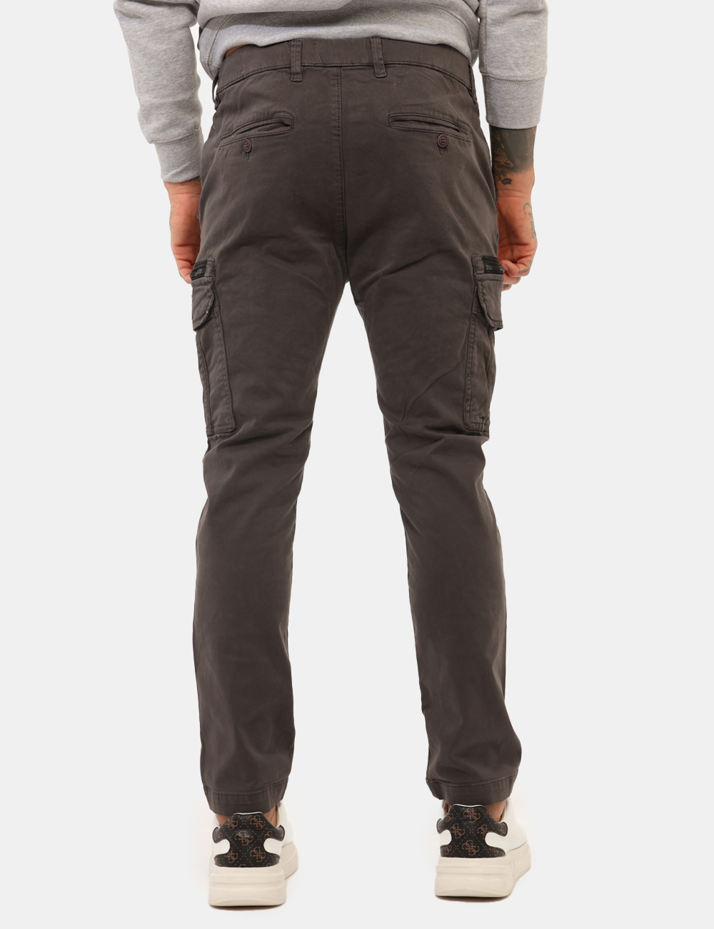 ARI5PT033628U-SA_PIOMBO_AI25_2 Pantaloni Aeronautica Italiana Grigio - Pantalone cargo in total grigio scuro con tasche a taglio trasversale e tasche a top