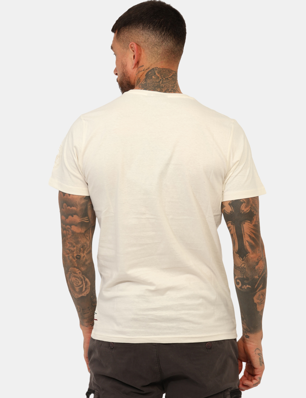 ARI5TS011344U-SA_OFF-WHITE_AI25_2 T-shirt Aeronautica Italiana Bianco - T-shirt classica su base bianca con stampa logo brand in tinta coordinata. La vestibil