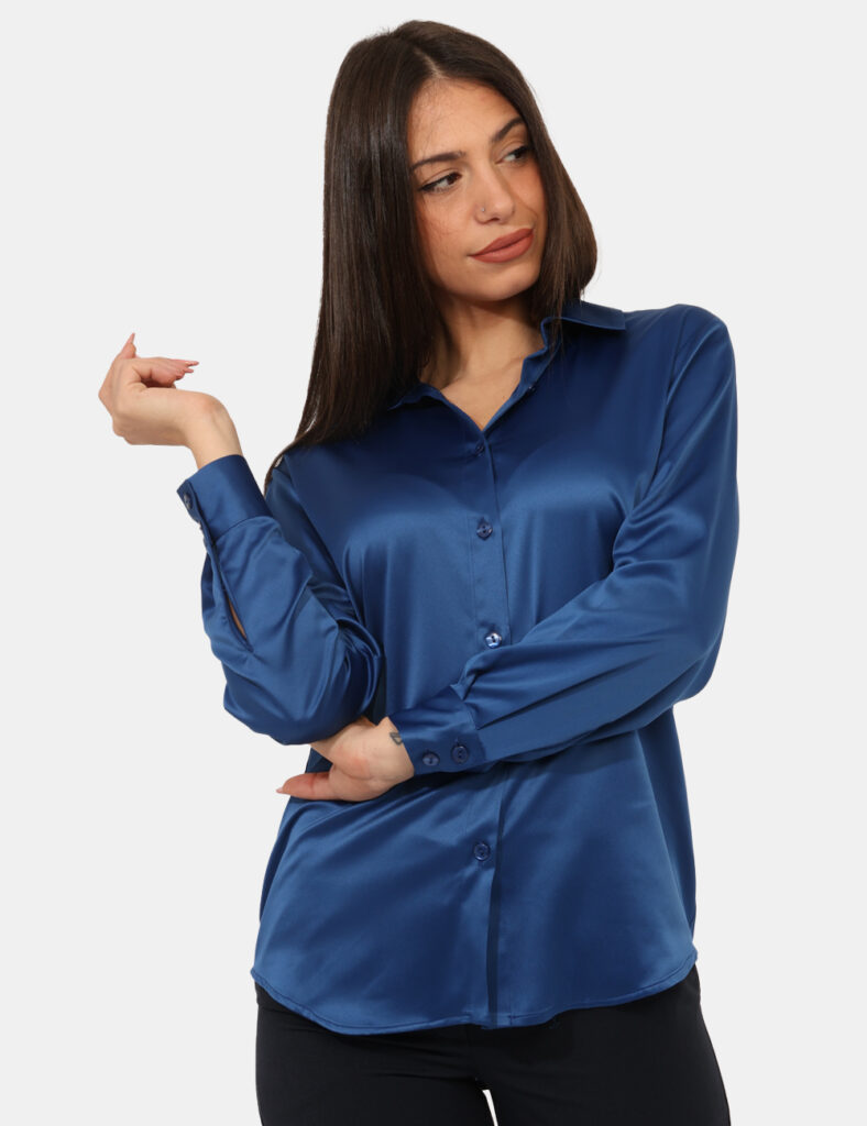 Abbigliamento donna scontato - Camicia Materica Blu