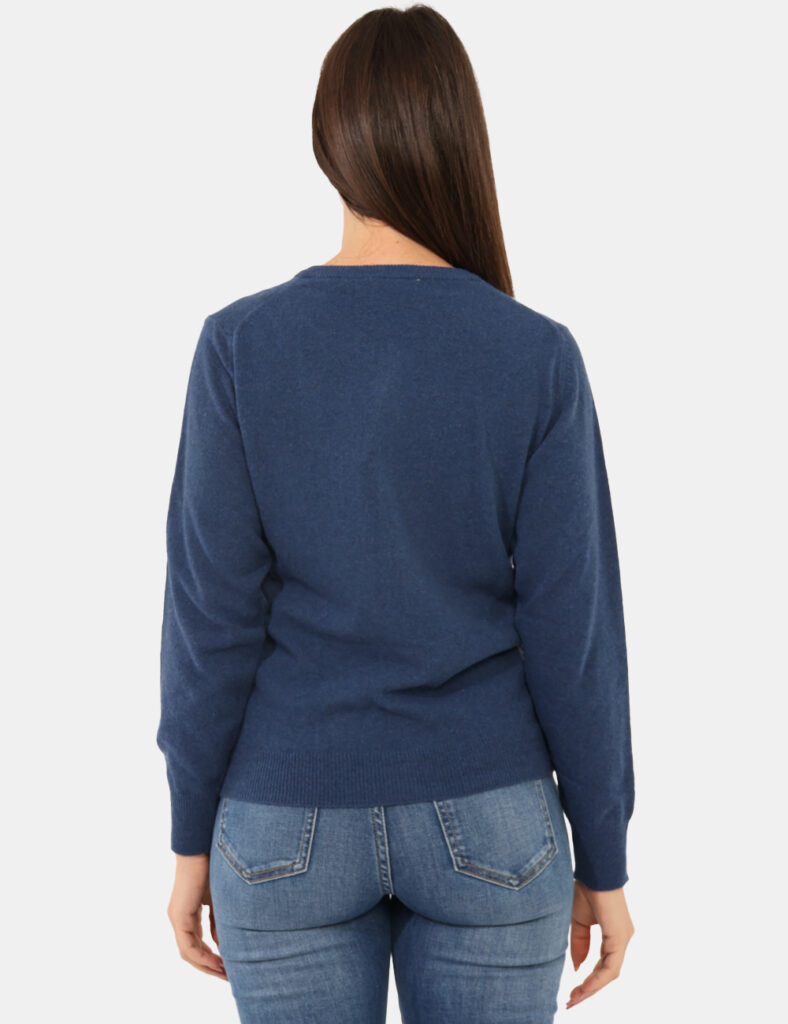 Maglione Rue De Clerie Luxury Blu - Maglione modello cardigan, in misto lana/cashmere ed in total blu avio. La vestibilità è