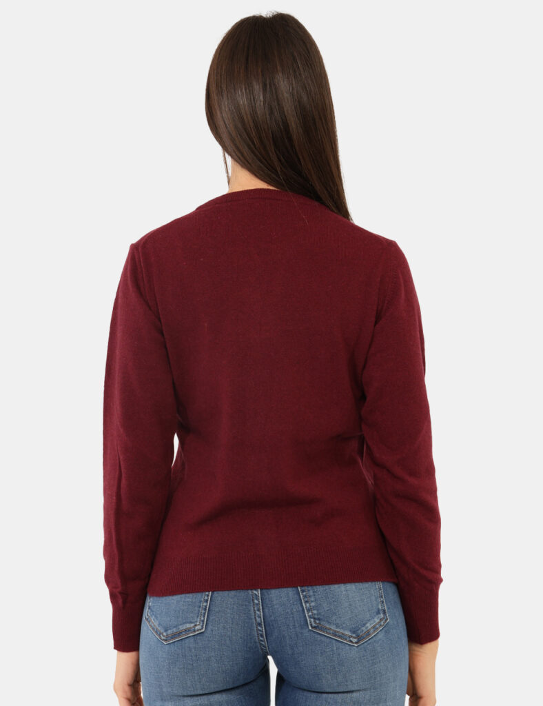 Maglione Rue De Clerie Luxury Bordeaux - Maglione modello cardigan, in misto lana/cashmere ed in total bordeaux. La vestibil