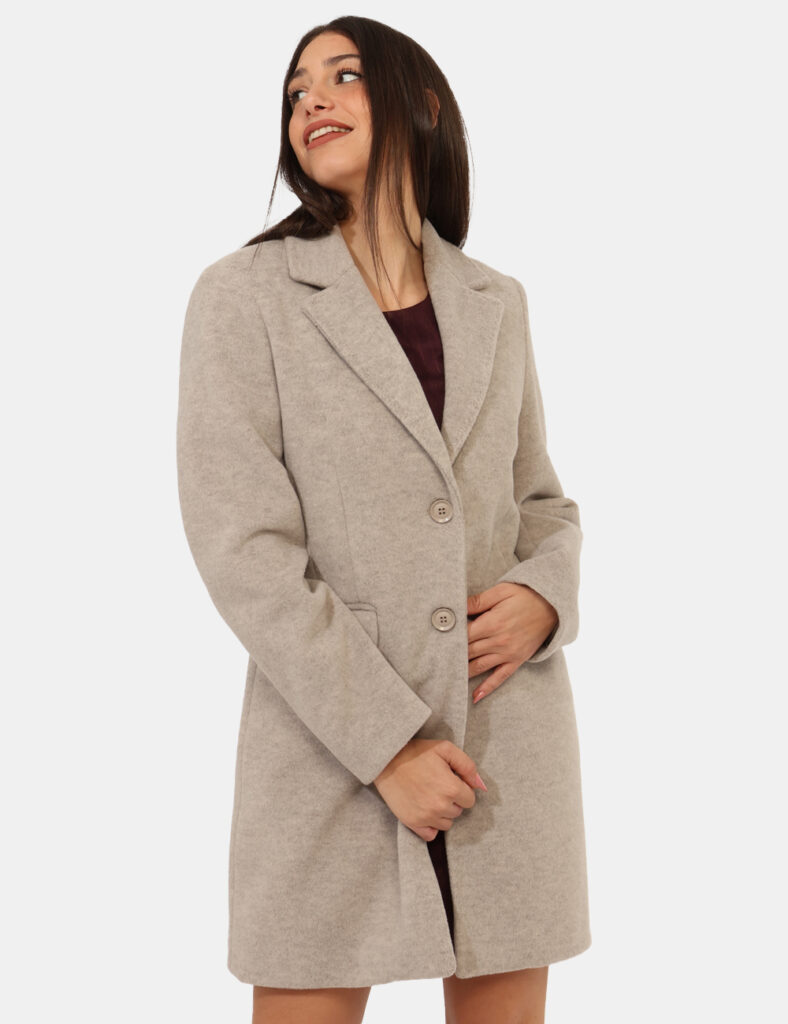 Abbigliamento donna scontato - Cappotto Materica Beige