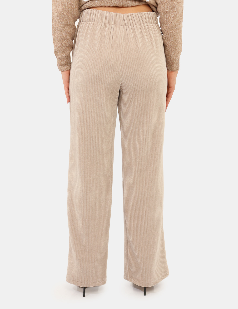 FOSTER-2525786012-SA_BIANCO-SPORCO_AI25_2 Pantaloni Emme Marella Beige - Pantaloni larghi ma eleganti, in costina total beige ecru. Presenti tasche a taglio trasversa