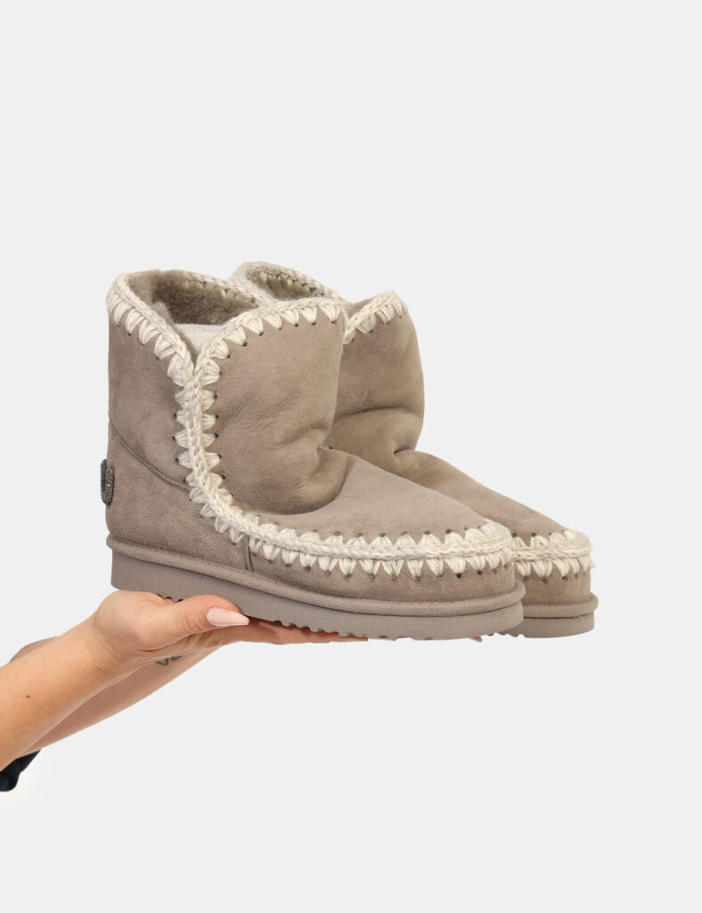 Stivaletti Mou Grigio - Stivaletti in misto lana, tessuto scamosciato grigio chiaro con dettagli in corda ed interno caldo i