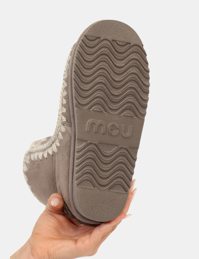 Stivaletti Mou Grigio - Stivaletti in misto lana, tessuto scamosciato grigio chiaro con dettagli in corda ed interno caldo i