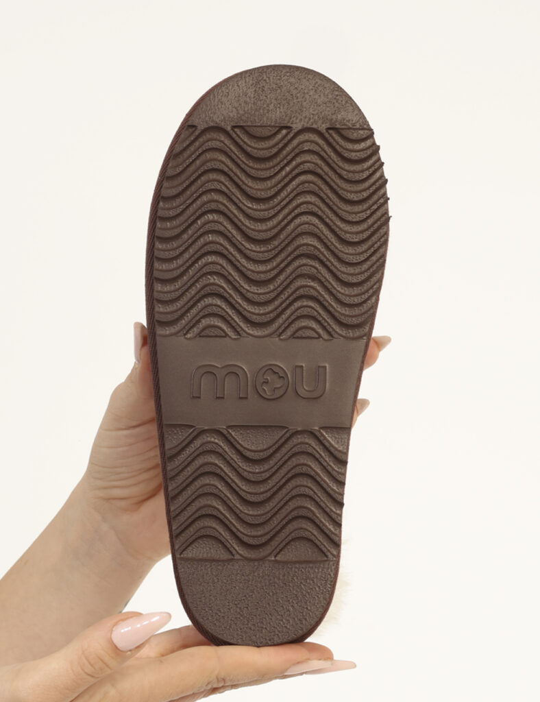 Sabot Mou Marrone - Sabot in misto lana, tessuto scamosciato marrone con dettagli in corda ed interno caldo in fake fur abbi