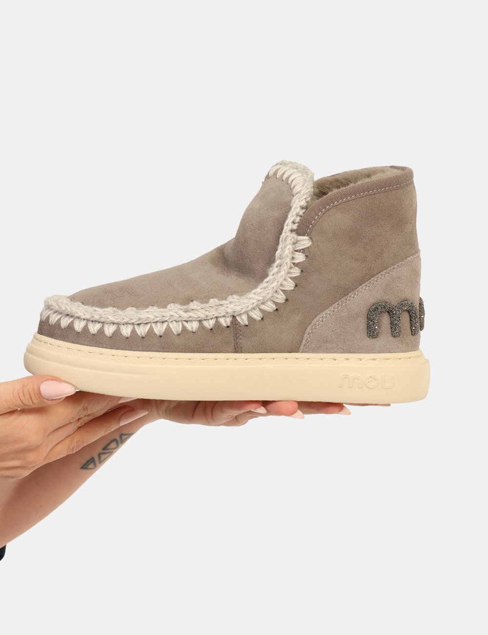 FW411001A-ESKIMO-BOLD-OA_NGRY_AI25_3 Stivaletti Mou Grigio - Stivaletti in misto lana, tessuto scamosciato grigio chiaro con dettagli in corda ed interno caldo i