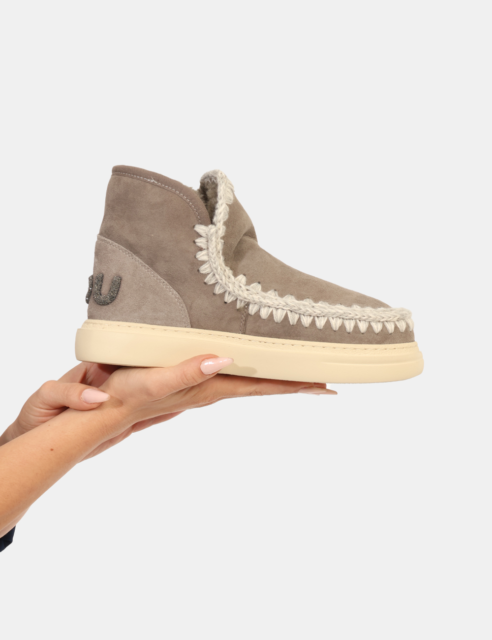 FW411001A-ESKIMO-BOLD-OA_NGRY_AI25_5 Stivaletti Mou Grigio - Stivaletti in misto lana, tessuto scamosciato grigio chiaro con dettagli in corda ed interno caldo i