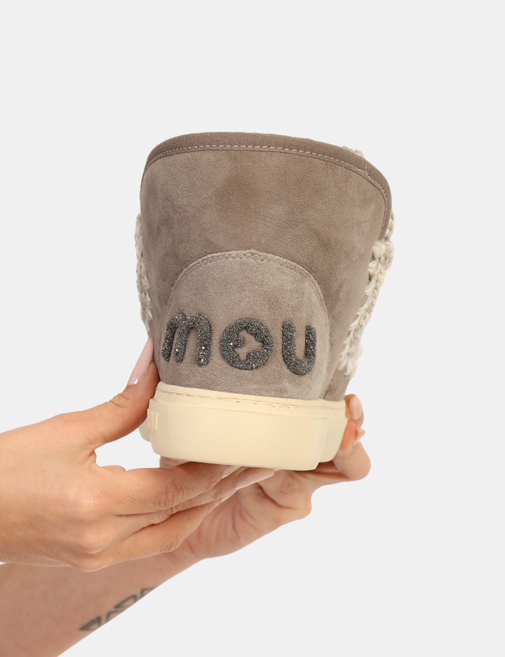 FW411001A-ESKIMO-BOLD-OA_NGRY_AI25_6 Stivaletti Mou Grigio - Stivaletti in misto lana, tessuto scamosciato grigio chiaro con dettagli in corda ed interno caldo i