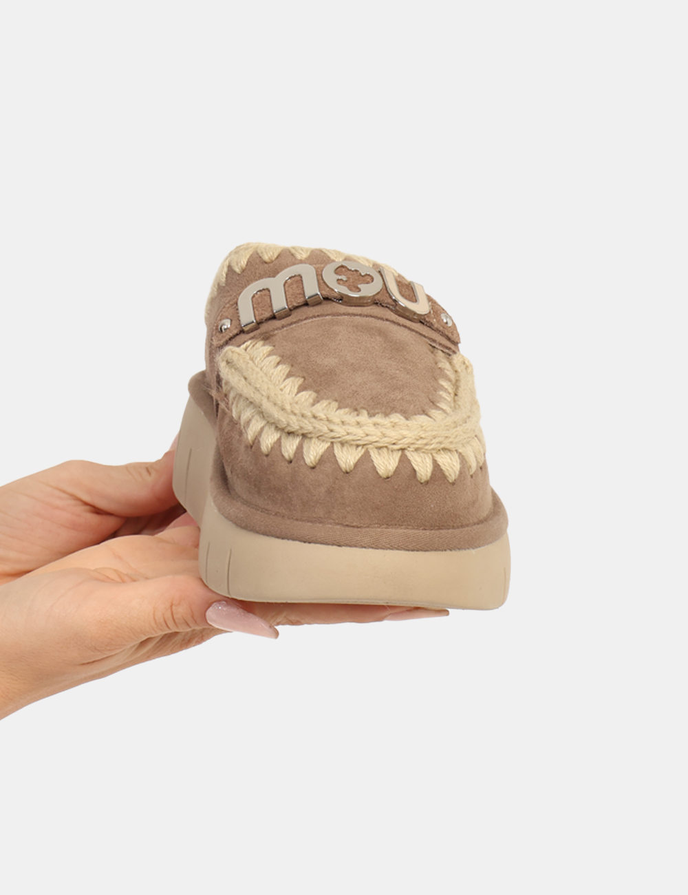 FW531001A-BOUNCE-OA_ELGRY_AI25_6 Sabot Mou Grigio - Sabot in misto lana, tessuto scamosciato grigio con dettagli in corda ed interno caldo in fake fur abbina