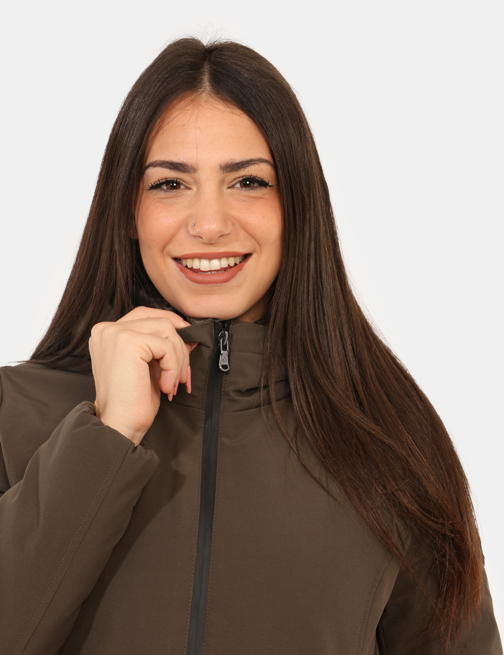 G224381WLG-OA_BKOL_AI25_3 Giacca Canadian Verde - Giaccone lungo con cappuccio non removibile in total verde, con interno in simil piumino marrone. Pr