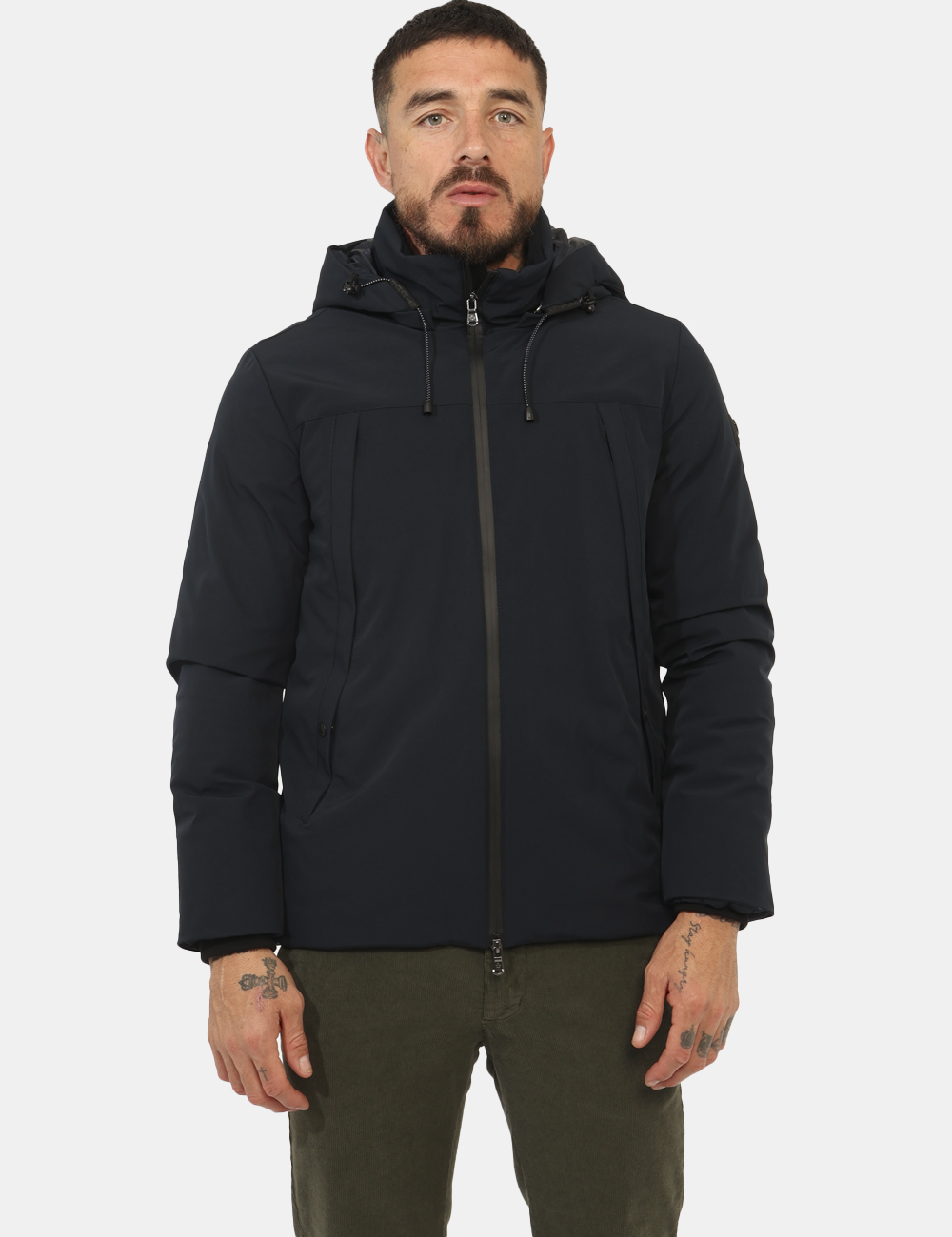 G224394-OA_DKNAV_AI25_8 Giacca Canadian Blu - Giacca con cappuccio non removibile, in total blu navy, con tasche a taglio trasversale ed interno in