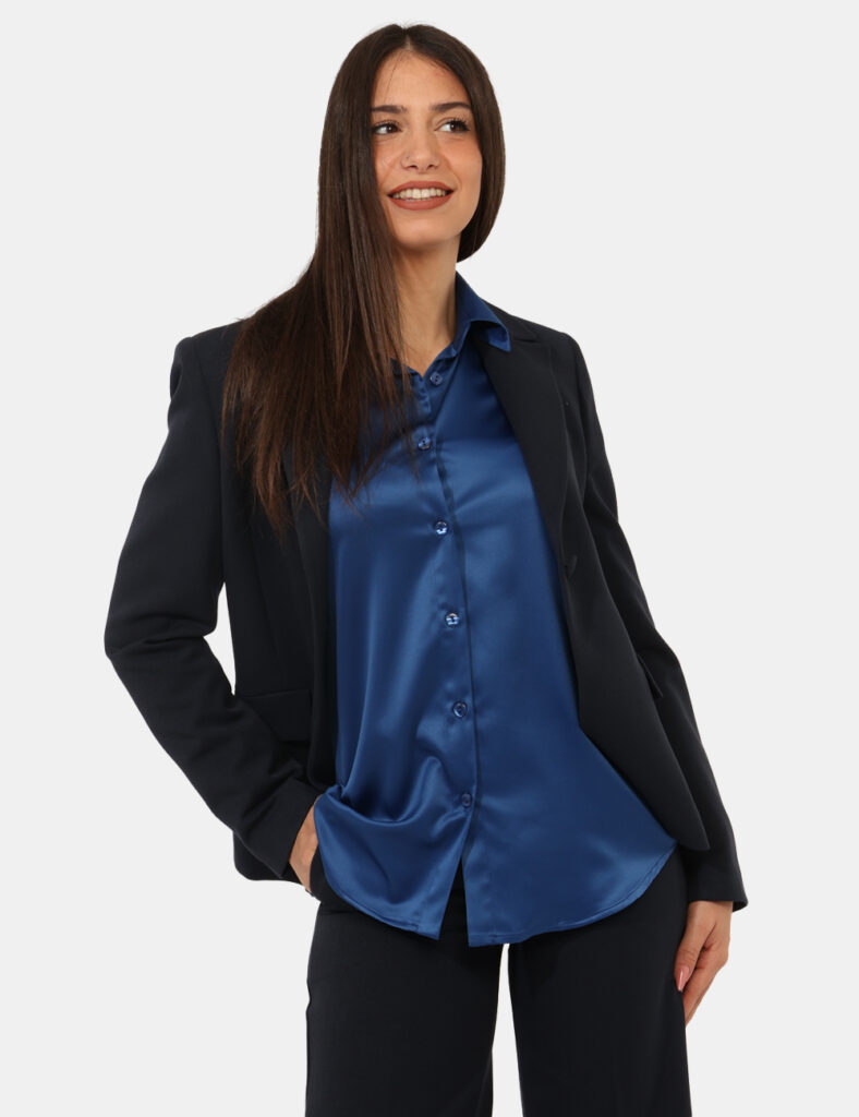 Abbigliamento donna scontato - Blazer Materica Blu