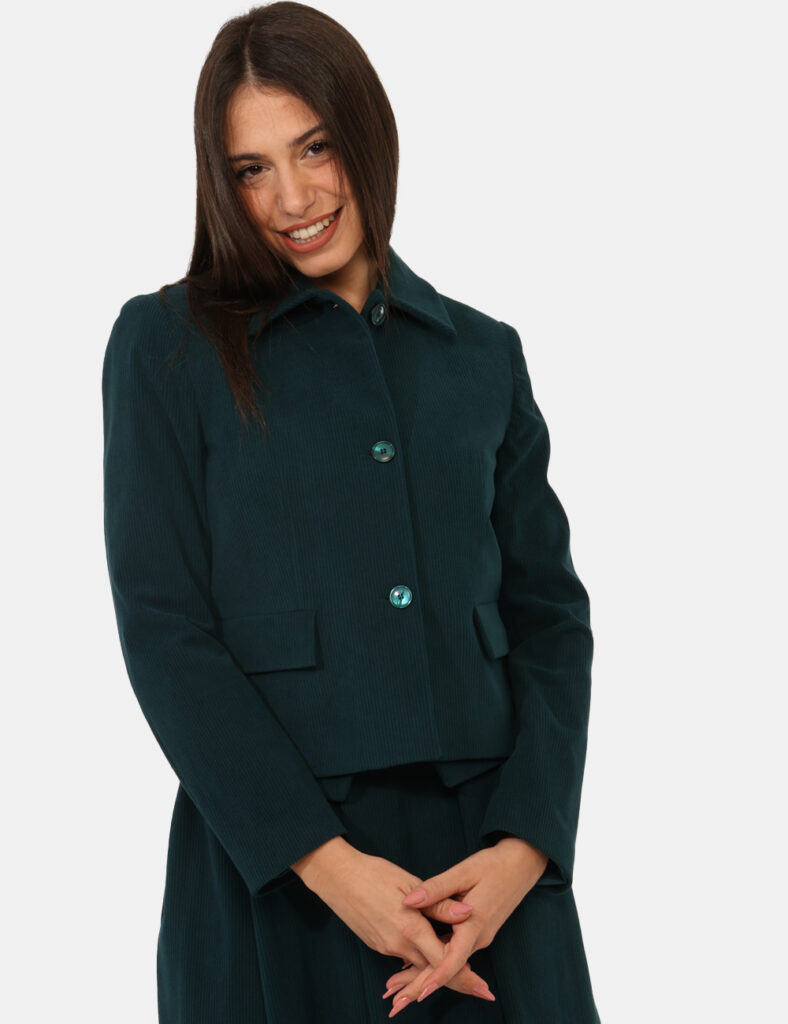 Abbigliamento donna scontato - Blazer Materica Verde