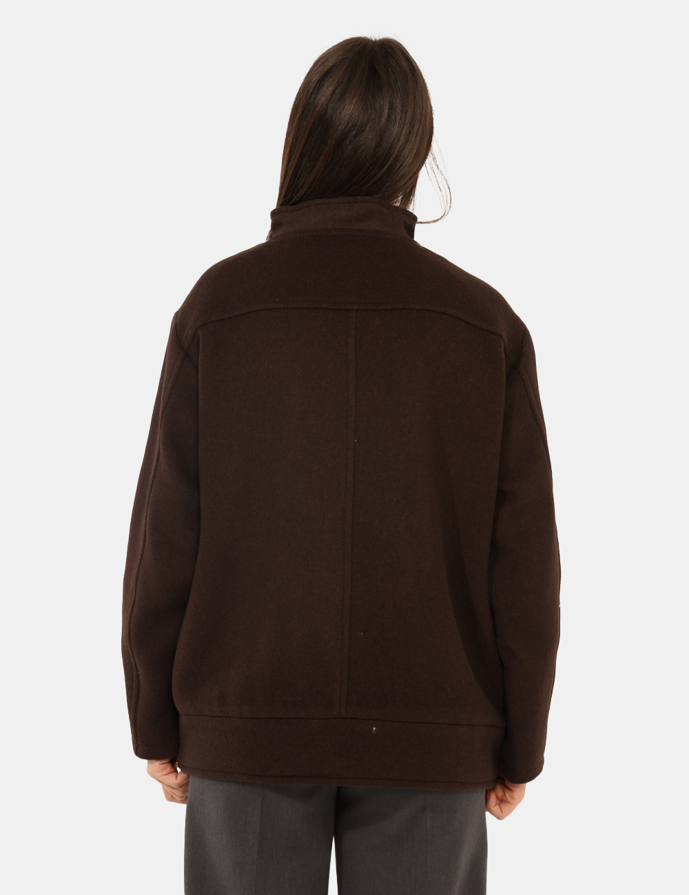 NOTAION-2525086072-SA_TESTA-DI-MORO_AI25_2 Cappotto Emme Marella Marrone - Cappotto corto in misto lana, total marrone scuro con tasche a taglio e chiusura a bottone.