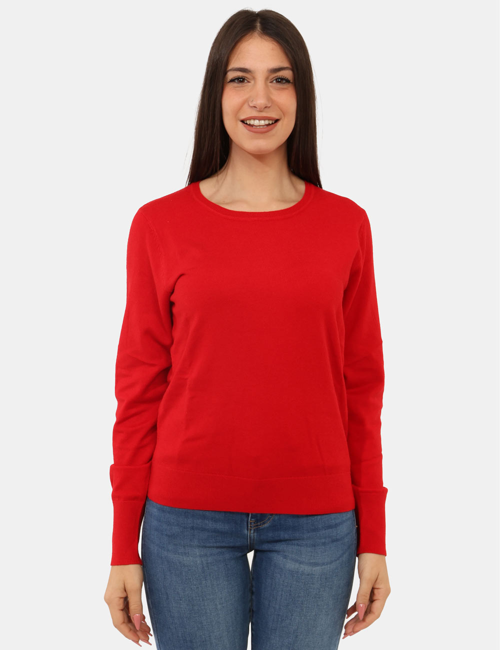 PK20023-OA_ROSSO_AI25_4 Maglione Rue De Clerie Rosso - Maglioncino leggero, con girocollo classico e in total rosso. La vestibilità è morbida e rego