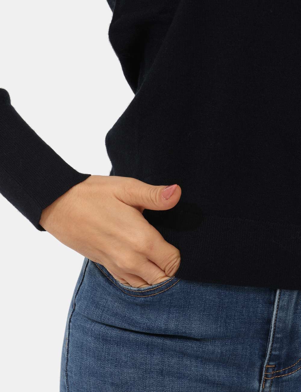 PK20024-OA_BLUE_AI25_5 Maglione Rue De Clerie Blu - Maglioncino leggero, classico, con scollo a V e in total blu navy. La vestibilità è morbida e r