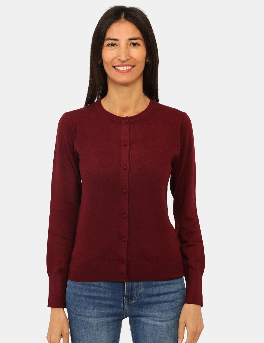 PK20025-OA_BORDEAUX_AI25_6 Maglione Rue De Clerie Bordeaux - Maglione modello cardigan, con girocollo classico ed in total bordeaux. La vestibilità è m