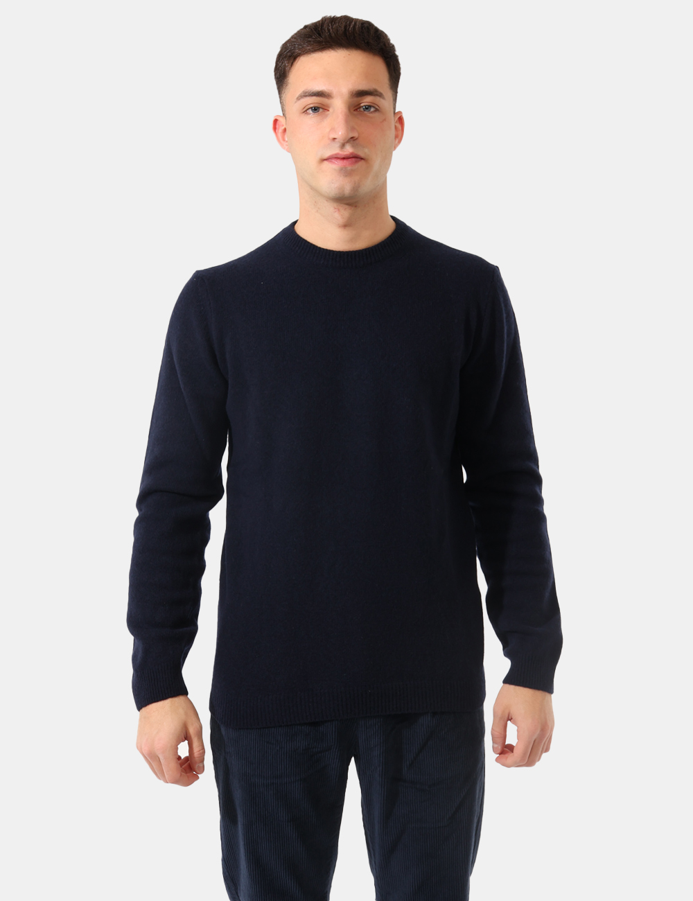 20503970-SA_BLU-NAVY_AI25_5 Maglione Prj22. Blu - Maglione con girocollo classico, in total blu navy scuro e misto lana. La vestibilità è morbida e rego