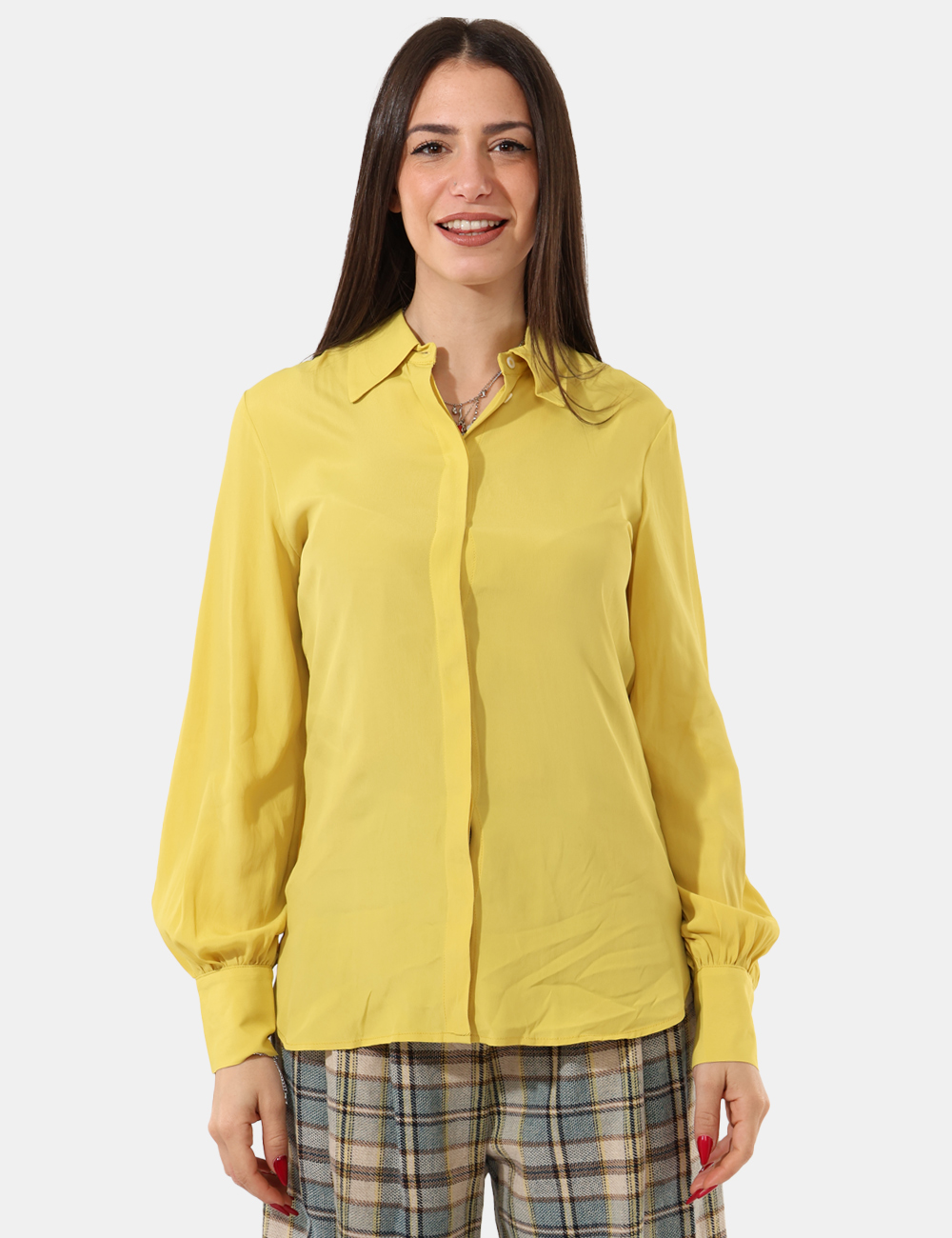DC4861-SA_ACIDO_AI25_5 Camicia Ottod'Ame Giallo - Camicia morbida, con manica a sbuffo.Cod. art. DC4861 SAVi ricordiamo che tutti i nostri articoli