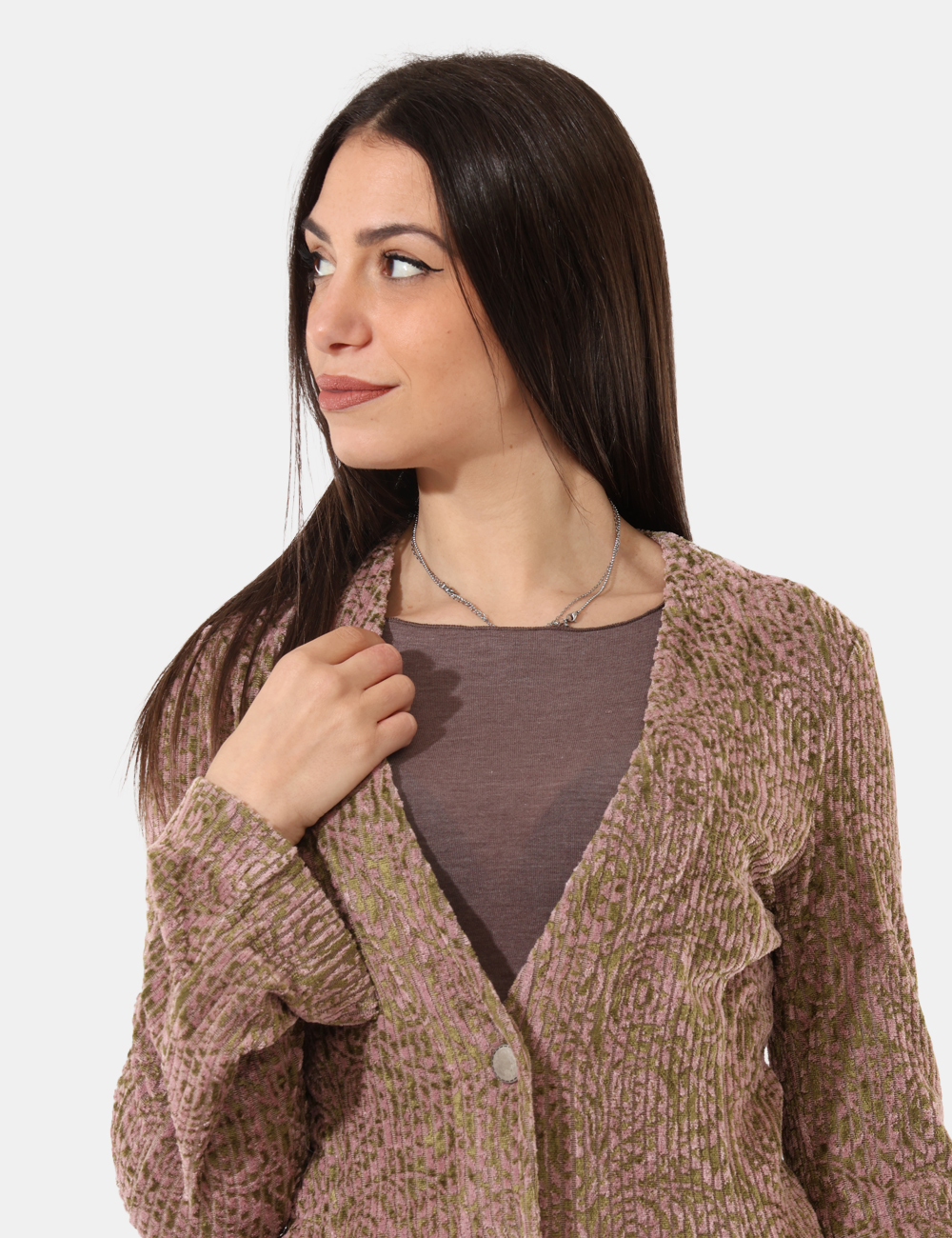 DG5933-SA_VAR-UNICA_AI25_5 Blazer Ottod'Ame Verde - Blazer sfoderato con bottoni in metallo, leggermente svasata sul foto e sulle maniche.Cod. art. DG5