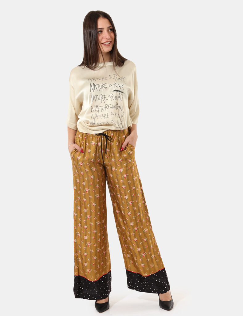 Pantaloni da donna larghi scontati - Pantalone Ottod'Ame Giallo