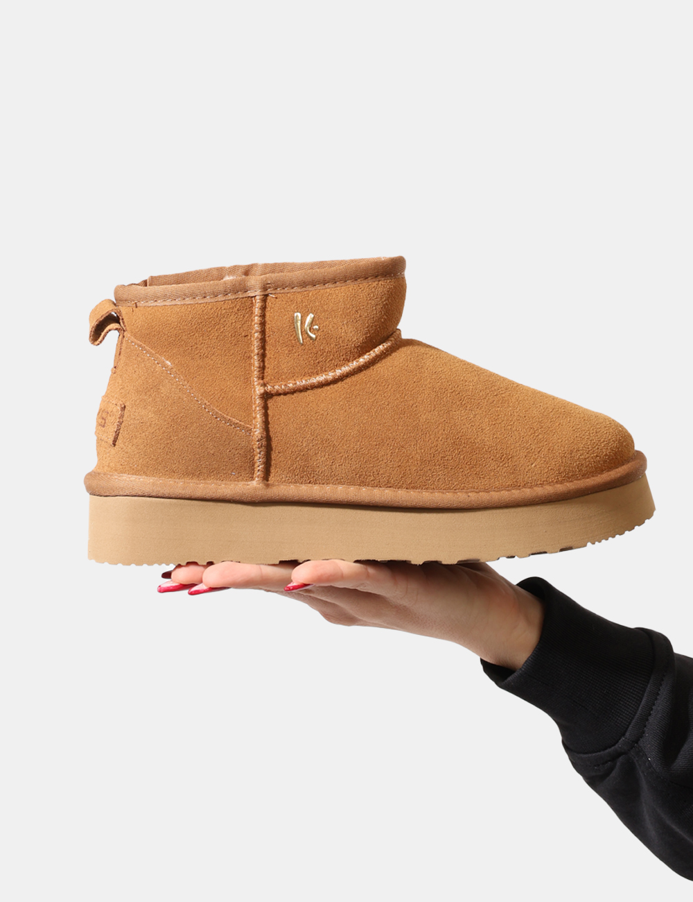 K-11402-OA_CAMEL_AI25_5 Stivaletti Keys Marrone - Stivaletti in tessuto scamosciato total marrone cammello, con interno caldo in fake fur coordinato