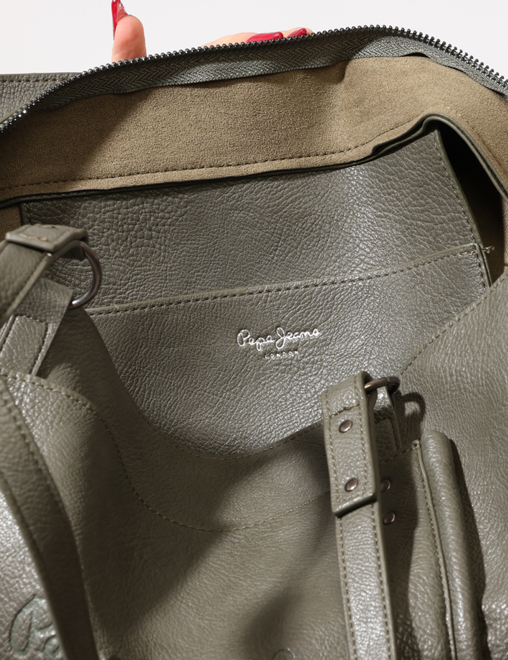 PL0300005-OA_KHAKI-GREEN-765_AI25_2 Borsa Pepe Jeans Grigio - Borsa a spalla di grandi dimensioni, in total grigio, con tasca esterna e grande scompartimento do