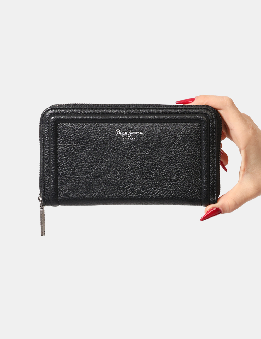 PL0700001-OA_BLACK-999_AI25_5 Portafogli Pepe Jeans Nero - Portafogli total nero con logo brand sagomato, unico scompartimento, chiusura a zip e taschine