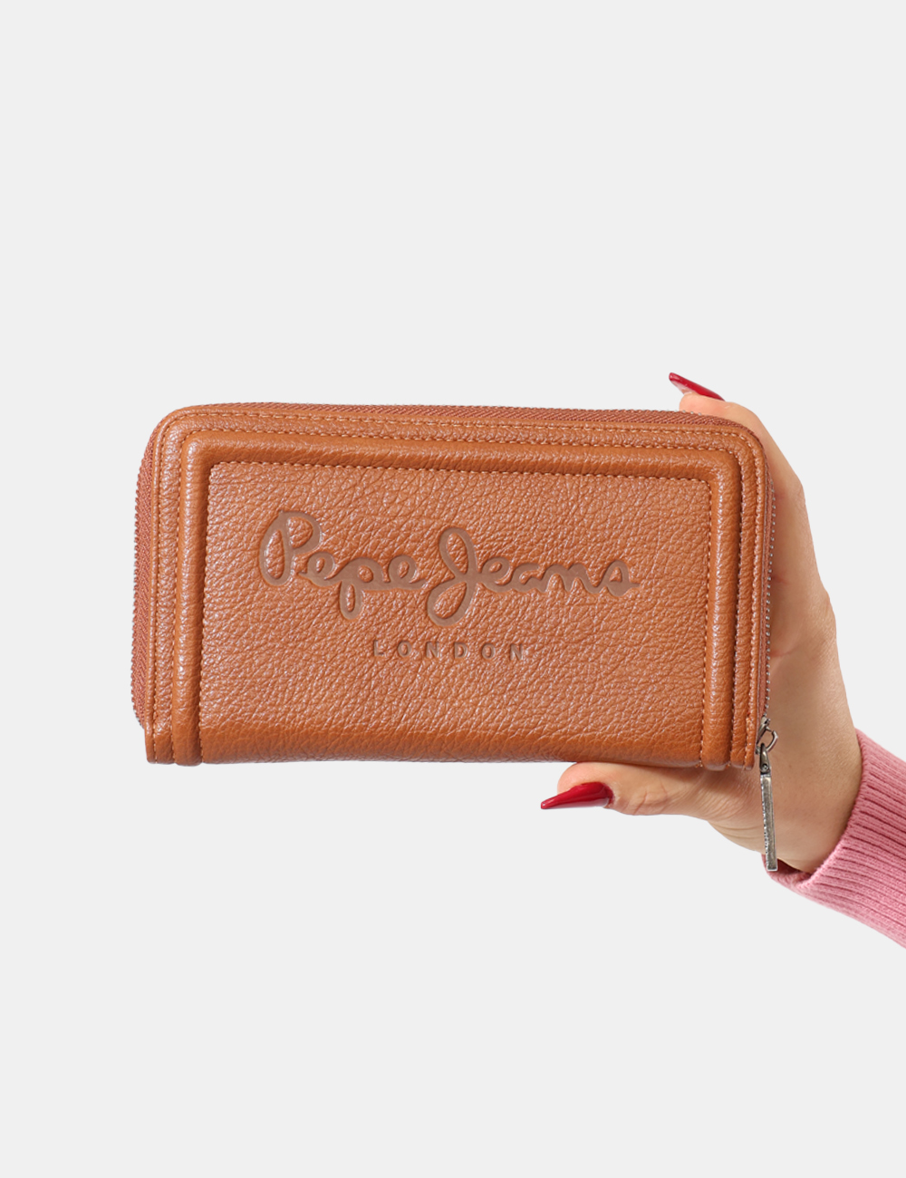 PL0700001-OA_TAN-BROWN-869_AI25_6 Portafogli Pepe Jeans Marrone - Portafogli total marrone con logo brand sagomato, unico scompartimento, chiusura a zip e tas