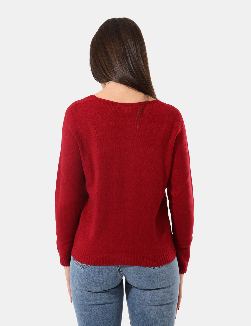 S65YBE45AL21-SA_INDIA_AI25_2 Maglione Sandro Ferrone Rosso - Maglione scollo a V con trecce.Cod. art. S65YBE45AL21 SAVi ricordiamo che tutti i nostri art