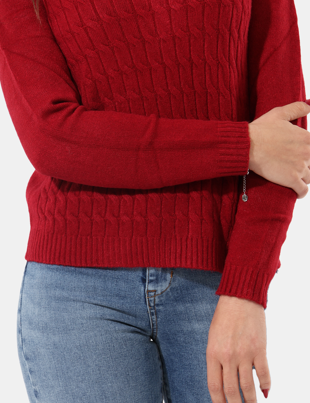 S65YBE45AL21-SA_INDIA_AI25_3 Maglione Sandro Ferrone Rosso - Maglione scollo a V con trecce.Cod. art. S65YBE45AL21 SAVi ricordiamo che tutti i nostri art