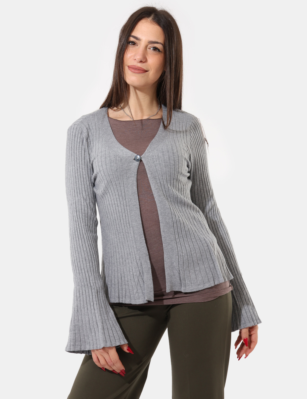 S65YBEAP23231-SA_GRIGIO_AI25_1 Cardigan Sandro Ferrone Grigio - Cardigan , con un solo bottone Leggermente svasato sul fondo e sulle maniche.Cod. art. S65Y