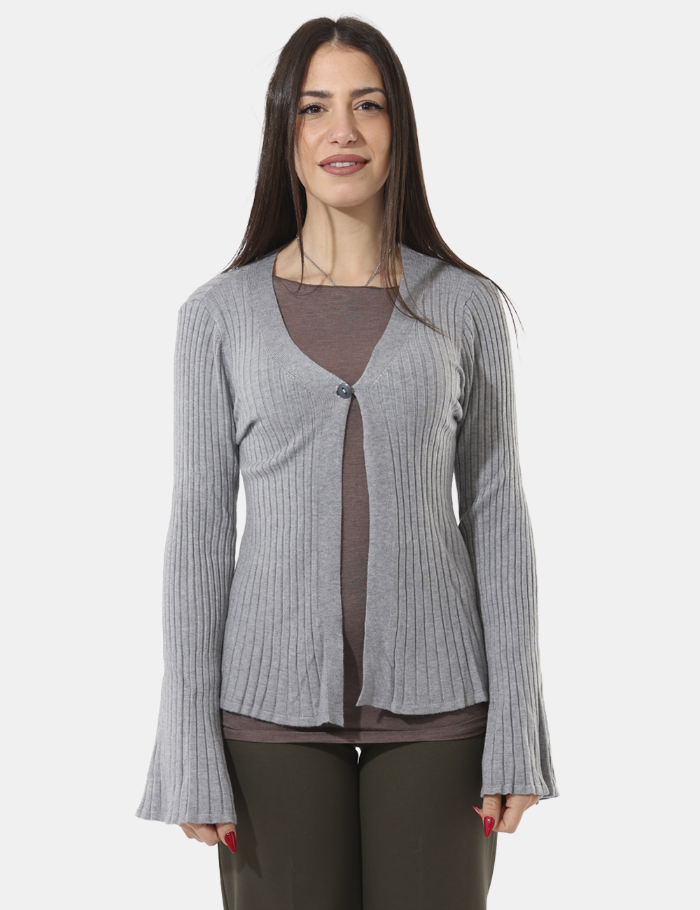 S65YBEAP23231-SA_GRIGIO_AI25_5 Cardigan Sandro Ferrone Grigio - Cardigan , con un solo bottone Leggermente svasato sul fondo e sulle maniche.Cod. art. S65Y