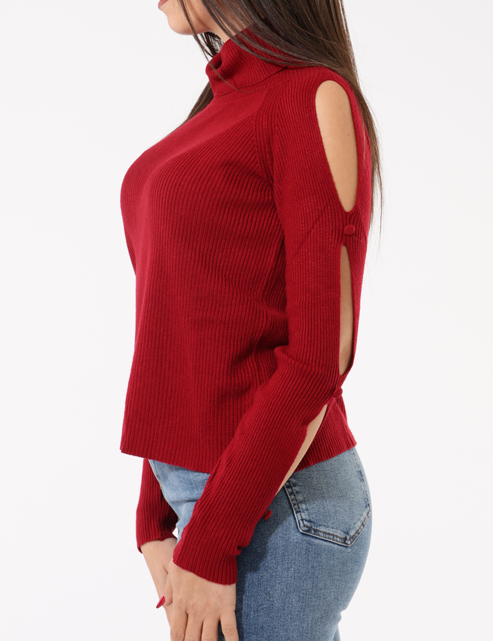 S65YBEAP23703-SA_INDIA_AI25_5 Maglione Sandro Ferrone Rosso - Maglione collo alto a costine, con apertura sulle maniche.Cod. art. S65YBEAP23703 SAVi ricor