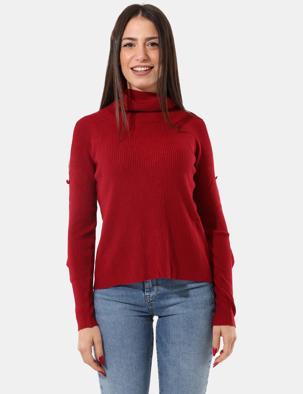 S65YBEAP23703-SA_INDIA_AI25_6 Maglione Sandro Ferrone Rosso - Maglione collo alto a costine, con apertura sulle maniche.Cod. art. S65YBEAP23703 SAVi ricor