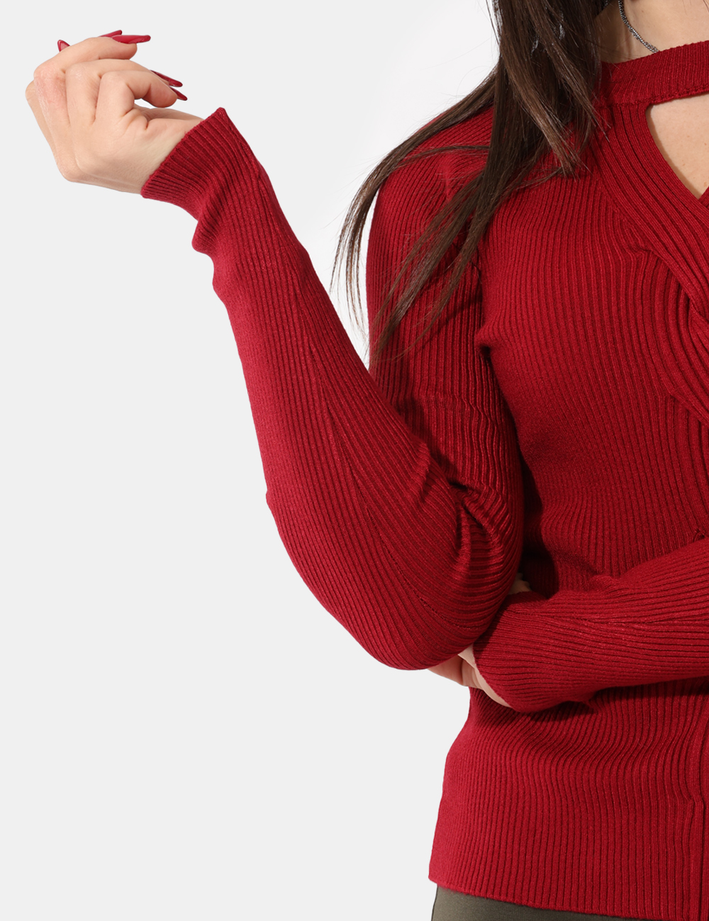 S65YBEAP66283-SA_INDIA_AI25_3 Maglione Sandro Ferrone Rosso - Maglia girocollo a coste con treccia sul davanti.Cod. art. S65YBEAP66283 SAVi ricordiamo che