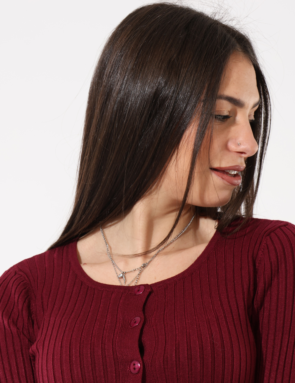 S65YBEAP9210-SA_AMARONE_AI25_4 Cardigan Sandro Ferrone Bordeaux - Cardigan a coste, corto con bottoni tono su tono.Cod. art. S65YBEAP9210 SAVi ricordiamo c