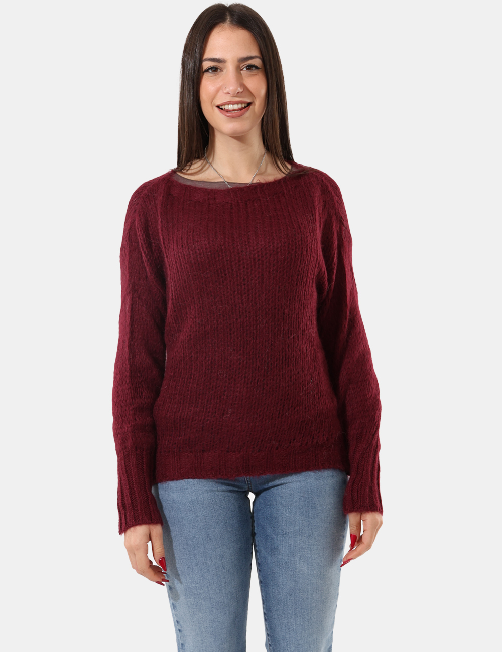 S65YBEGEFU09-SA_AMARONE_AI25_5 Maglione Sandro Ferrone Bordeaux - Maglione morbido con collo a barchetta.Cod. art. S65YBEGEFU09 SAVi ricordiamo che tutti i
