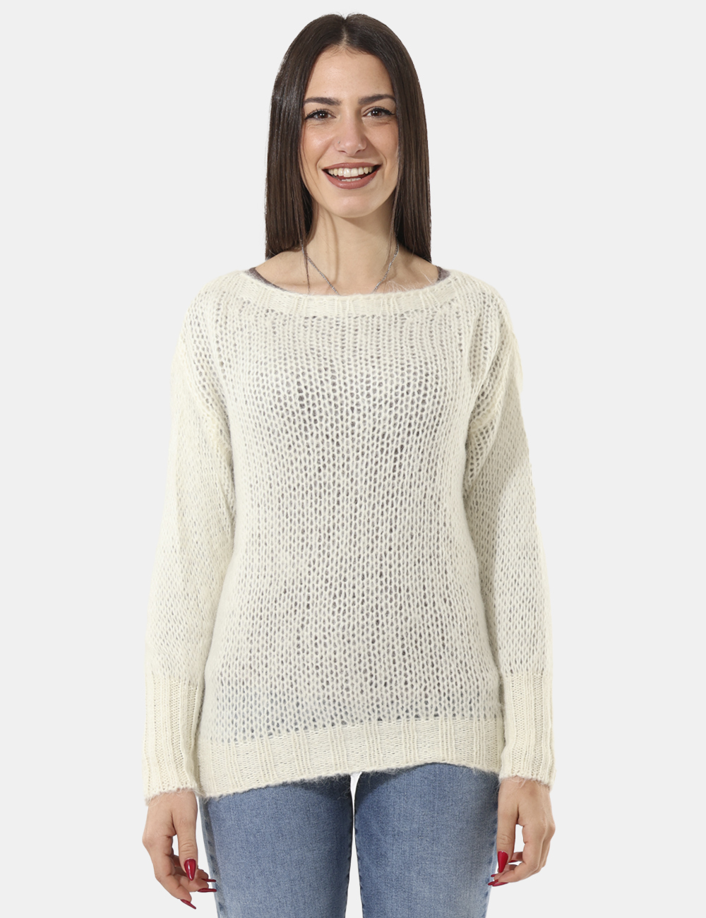 S65YBEGEFU09-SA_CREMA_AI25_5 Maglione Sandro Ferrone Bianco - Maglione morbido con collo a barchetta.Cod. art. S65YBEGEFU09 SAVi ricordiamo che tutti i n