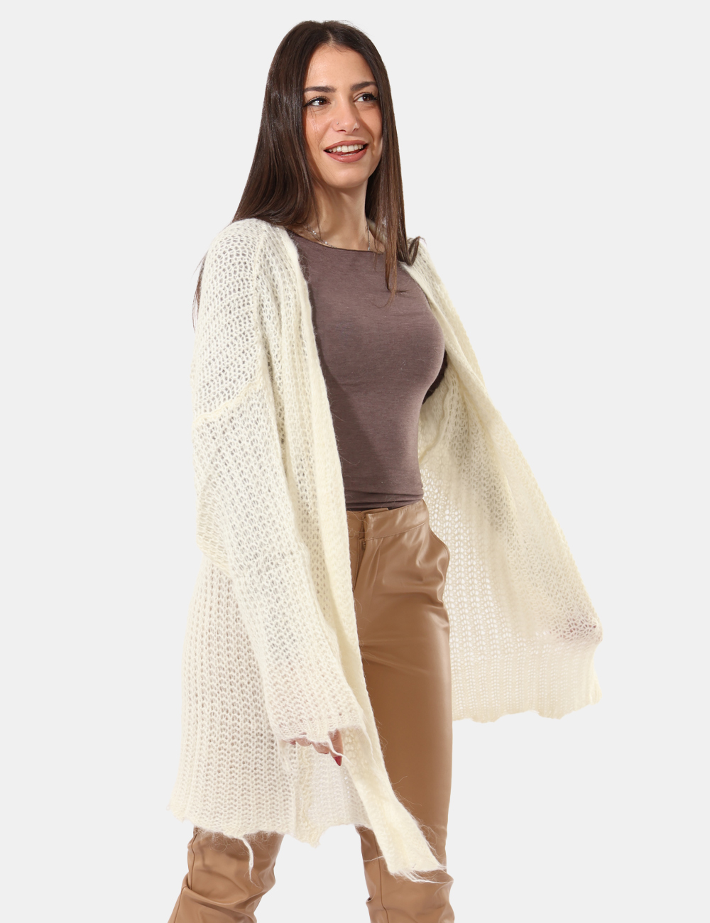 S65YBEGEFU14-SA_CREMA_AI25_1 Cardigan Sandro Ferrone Bianco - Cardigan morbido,aperto senza bottini.Cod. art. S65YBEGEFU14 SAVi ricordiamo che tutti i no