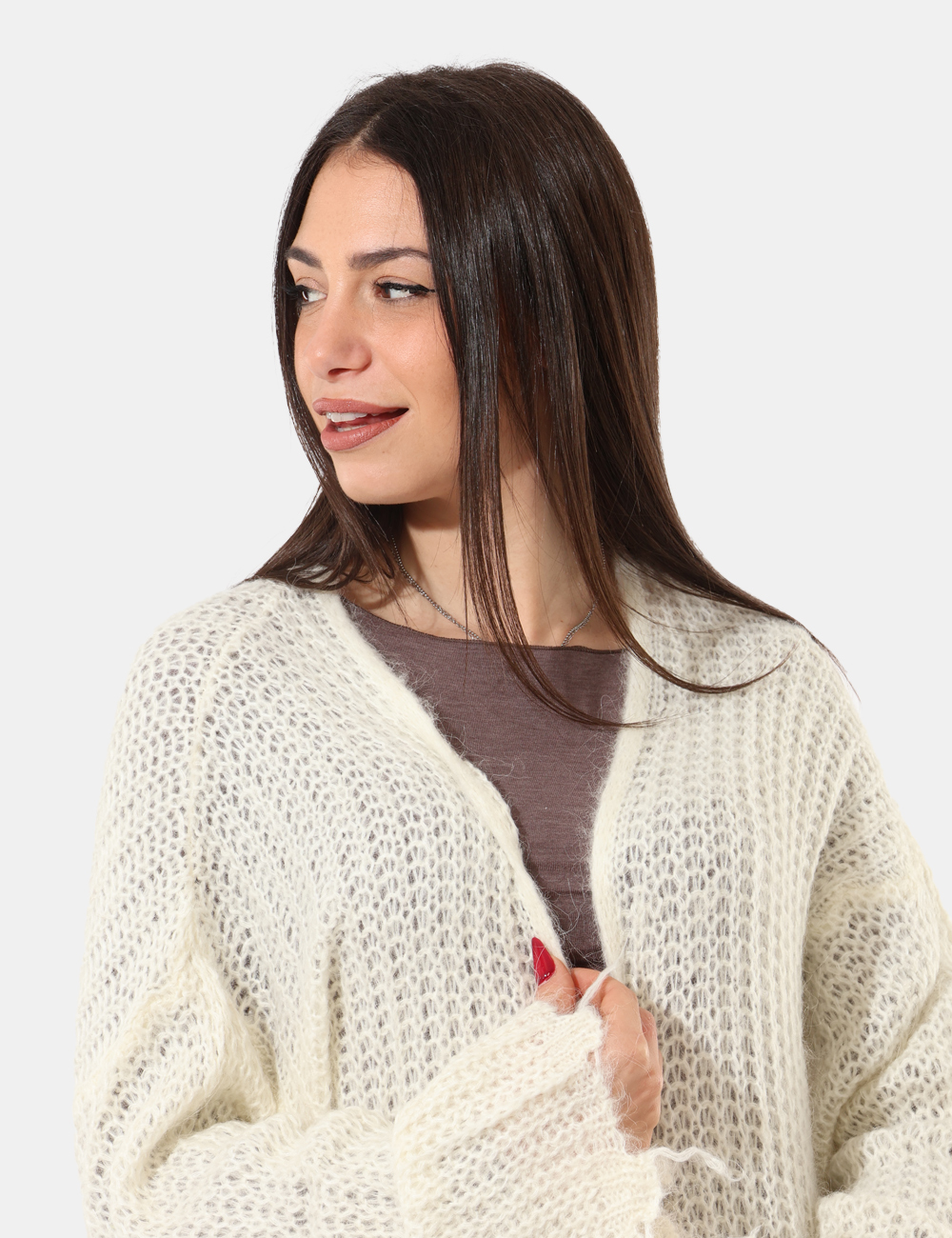 S65YBEGEFU14-SA_CREMA_AI25_3 Cardigan Sandro Ferrone Bianco - Cardigan morbido,aperto senza bottini.Cod. art. S65YBEGEFU14 SAVi ricordiamo che tutti i no