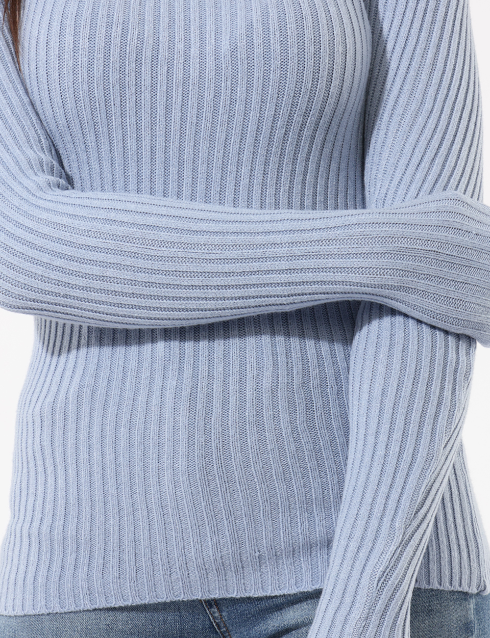 S65YBENKM042-SA_CIELO_AI25_3 Maglione Sandro Ferrone Azzurro - Maglione a coste con collo a barchetta.Cod. art. S65YBENKM042 SAVi ricordiamo che tutti i