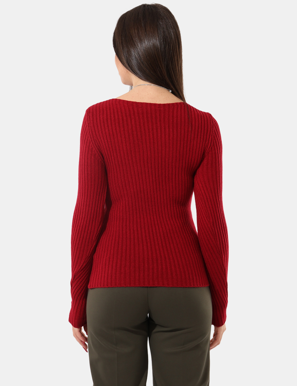 S65YBENKM042-SA_INDIA_AI25_2 Maglione Sandro Ferrone Rosso - Maglione a coste con collo a barchetta.Cod. art. S65YBENKM042 SAVi ricordiamo che tutti i no