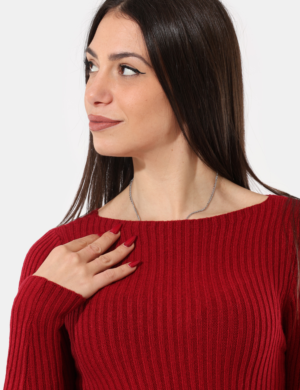 S65YBENKM042-SA_INDIA_AI25_4 Maglione Sandro Ferrone Rosso - Maglione a coste con collo a barchetta.Cod. art. S65YBENKM042 SAVi ricordiamo che tutti i no