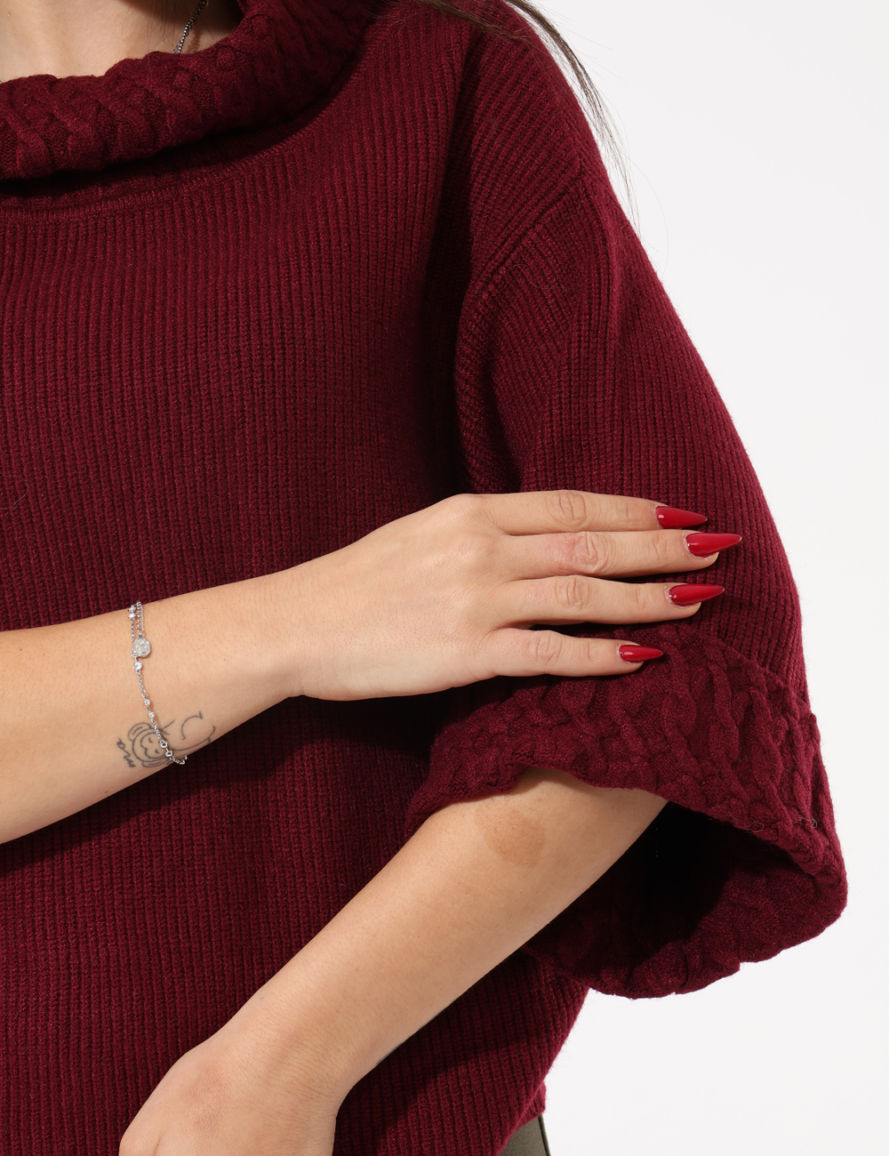 S65YBEX22343-SA_AMARONE_AI25_3 Maglione Sandro Ferrone Bordeaux - Maglia a collo alto , morbido con manica a 3/4.Cod. art. S65YBEX22343 SAVi ricordiamo che