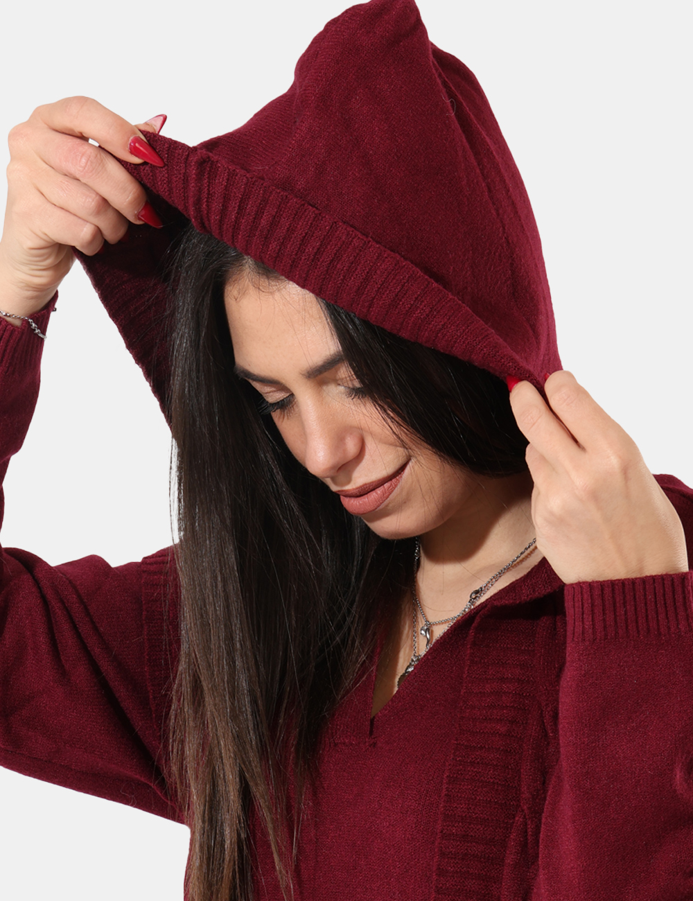 S65YBEX22622-SA_AMARONE_AI25_3 Cardigan Sandro Ferrone Bordeaux - Cardigan lungo con cappuccio, senza maniche.Cod. art. S65YBEX22622 SAVi ricordiamo che tu